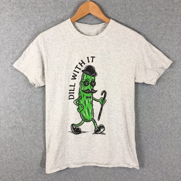 Dill With It Tee Shirt Heather Gray Pickle Cool Size Small - Picture 1 of 3